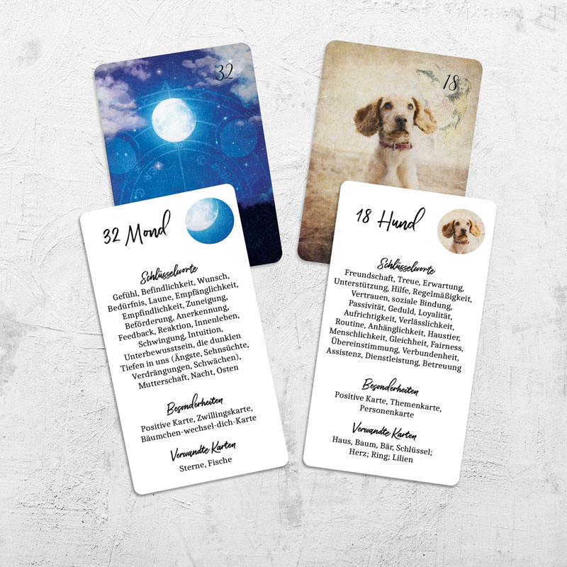 Lenormand Deutungshelfer Beispiel Mond und Hund