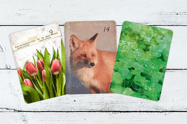 Blumen, Fuchs, Klee Lenormandkarten